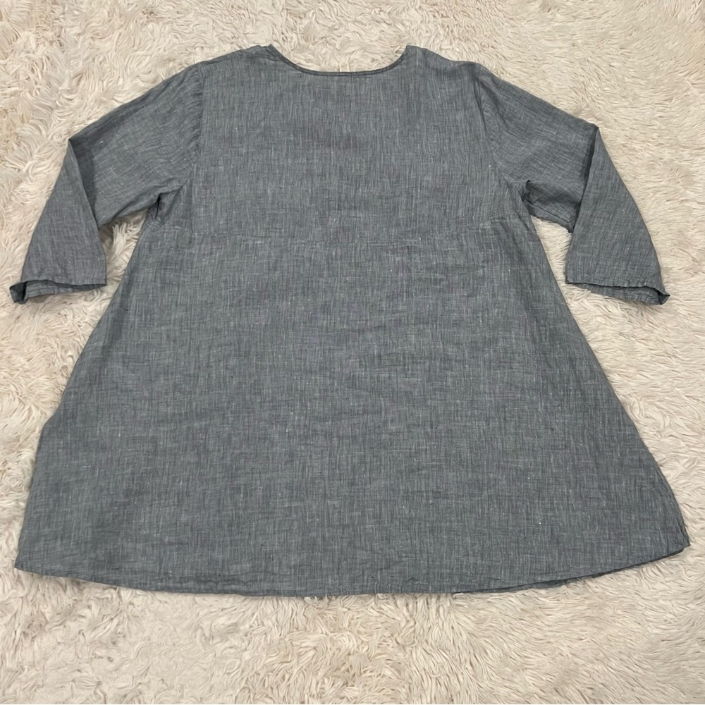 Eileen Fisher Women’s 100% Organic Linen Tunic Top Small Solid Gray Buttons - Picture 4 of 7